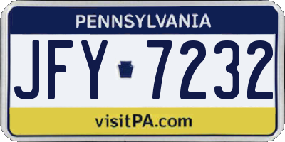 PA license plate JFY7232