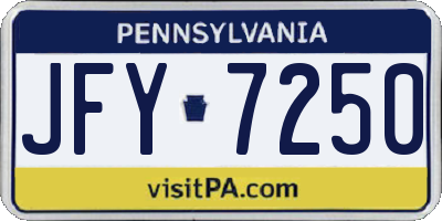 PA license plate JFY7250