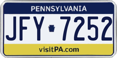 PA license plate JFY7252