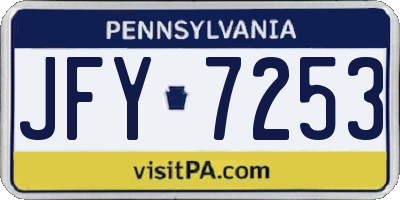 PA license plate JFY7253