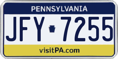 PA license plate JFY7255
