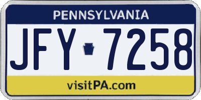 PA license plate JFY7258