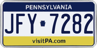 PA license plate JFY7282
