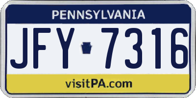 PA license plate JFY7316