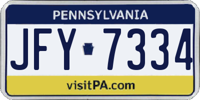 PA license plate JFY7334