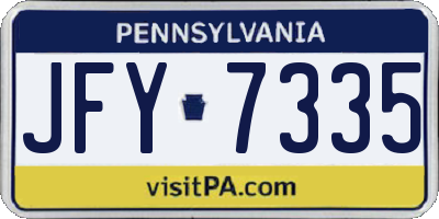PA license plate JFY7335