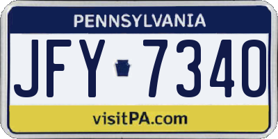 PA license plate JFY7340