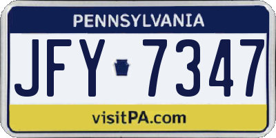 PA license plate JFY7347