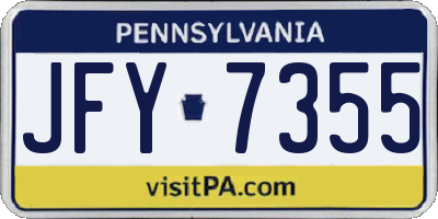PA license plate JFY7355