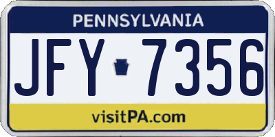 PA license plate JFY7356