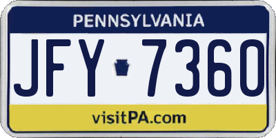 PA license plate JFY7360