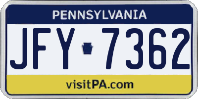 PA license plate JFY7362