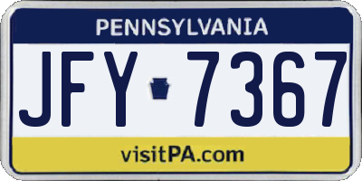 PA license plate JFY7367