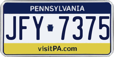 PA license plate JFY7375