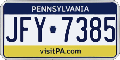 PA license plate JFY7385