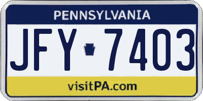 PA license plate JFY7403