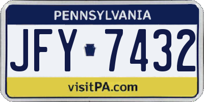 PA license plate JFY7432