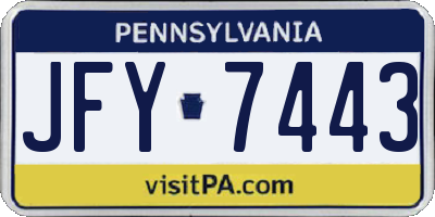 PA license plate JFY7443