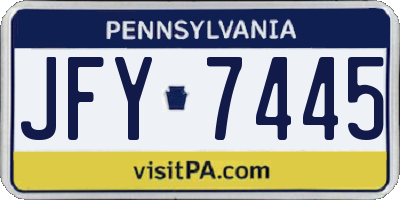 PA license plate JFY7445