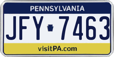 PA license plate JFY7463