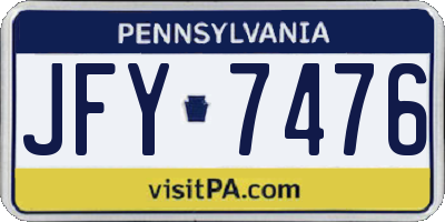 PA license plate JFY7476