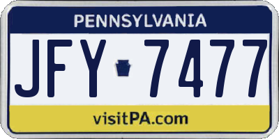 PA license plate JFY7477