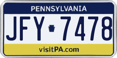 PA license plate JFY7478