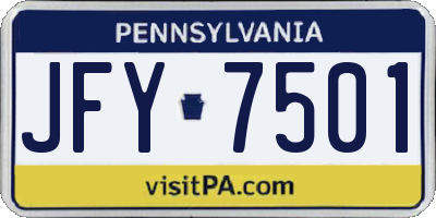 PA license plate JFY7501