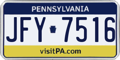 PA license plate JFY7516