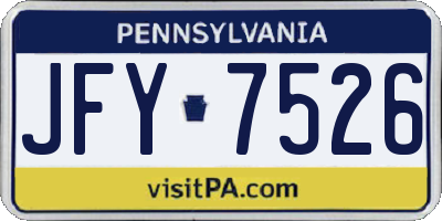 PA license plate JFY7526