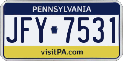 PA license plate JFY7531