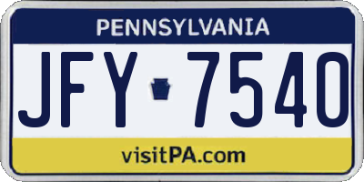 PA license plate JFY7540