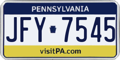 PA license plate JFY7545