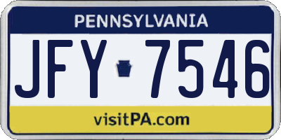 PA license plate JFY7546