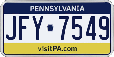 PA license plate JFY7549