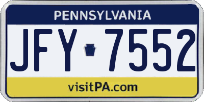 PA license plate JFY7552