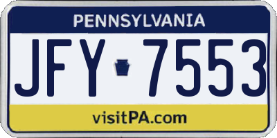 PA license plate JFY7553