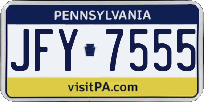 PA license plate JFY7555