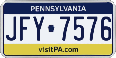 PA license plate JFY7576
