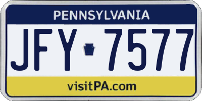 PA license plate JFY7577