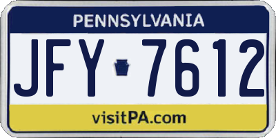 PA license plate JFY7612