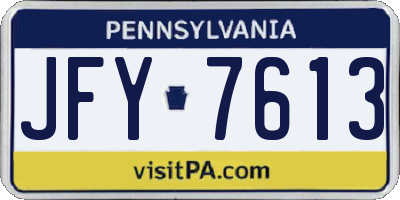 PA license plate JFY7613
