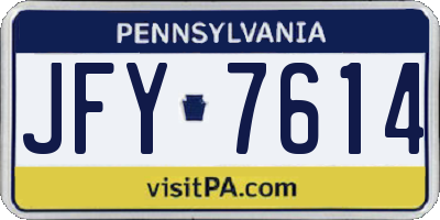 PA license plate JFY7614