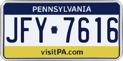 PA license plate JFY7616