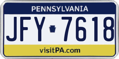 PA license plate JFY7618