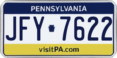 PA license plate JFY7622