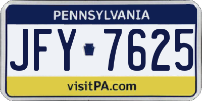 PA license plate JFY7625