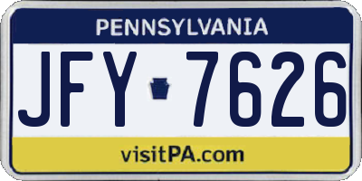 PA license plate JFY7626