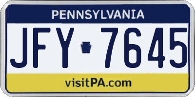 PA license plate JFY7645
