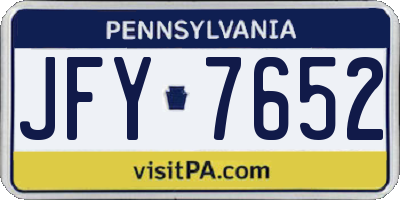 PA license plate JFY7652